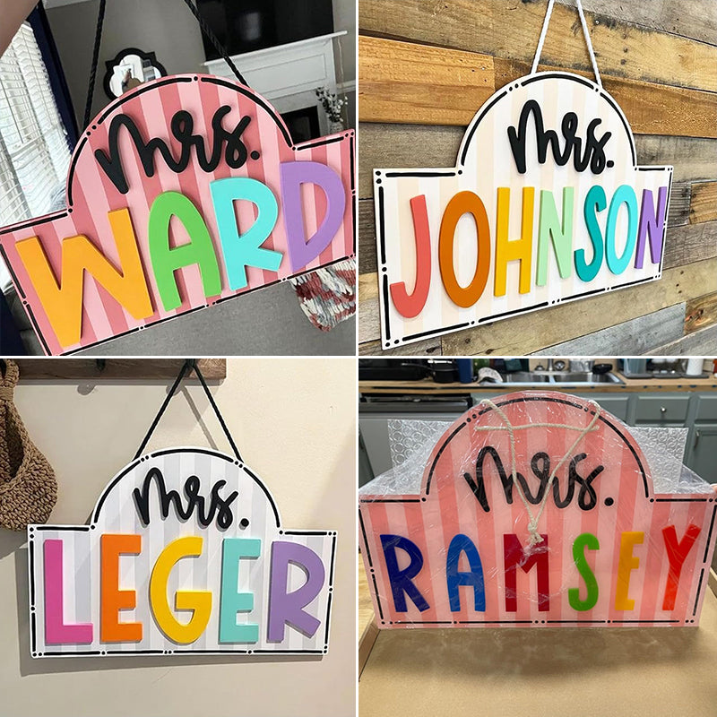 Personalized Teacher Door or Wall Sign, Classroom Sign, 3D or Print Teacher Name Sign