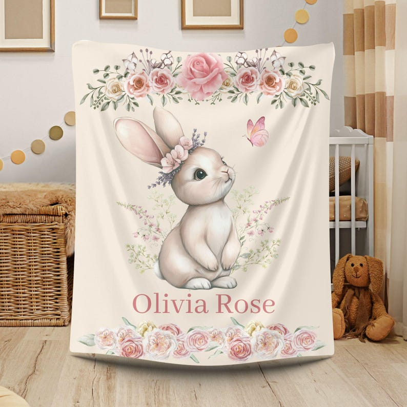 Personalized Bunny Baby Blanket