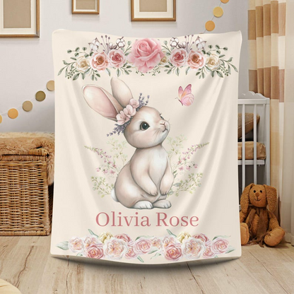 Personalized Bunny Baby Blanket