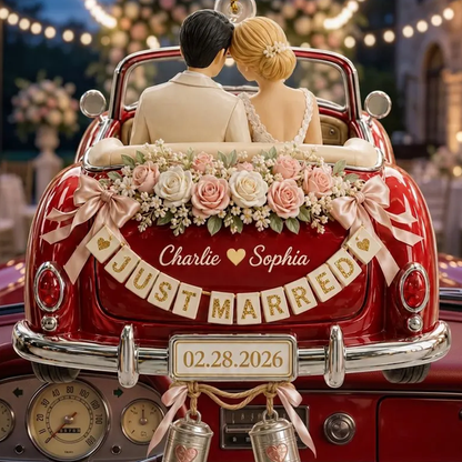 Personalized Just Married Wedding Car Ornament