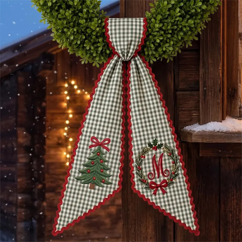 Custom Christmas Tree Name Wreath Sash