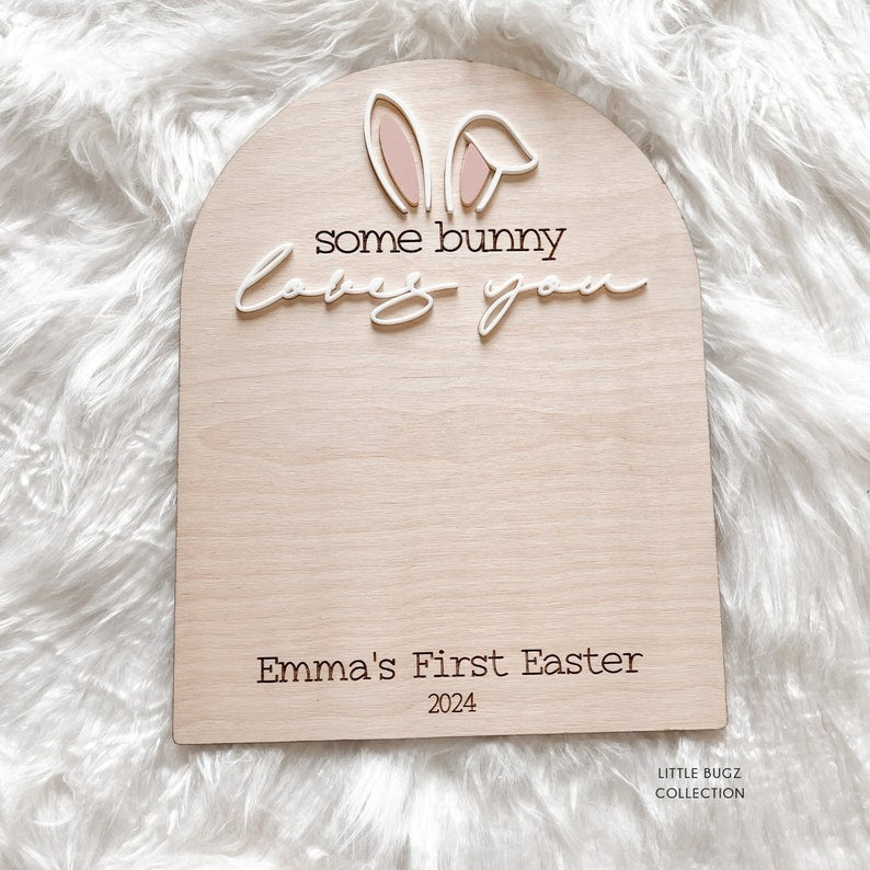 our little bunny easter sign, baby's first easter sign, baby footprint keepsake,