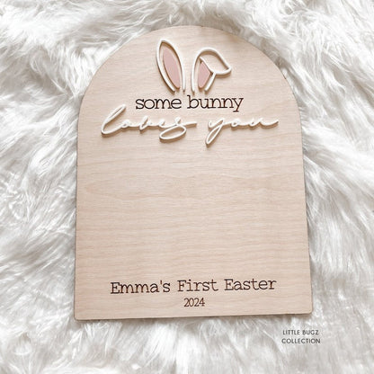 our little bunny easter sign, baby's first easter sign, baby footprint keepsake,