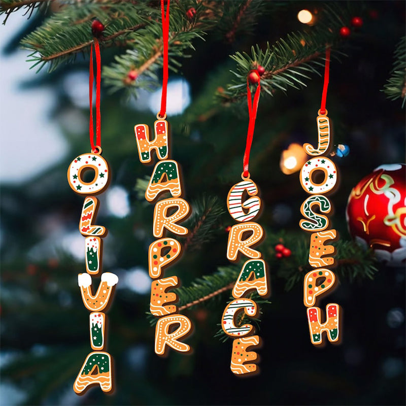 Custom Gingerbread Letter Ornament with Name