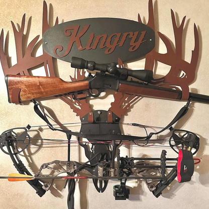 Custom made personalized metal bow holder gun and crossbow