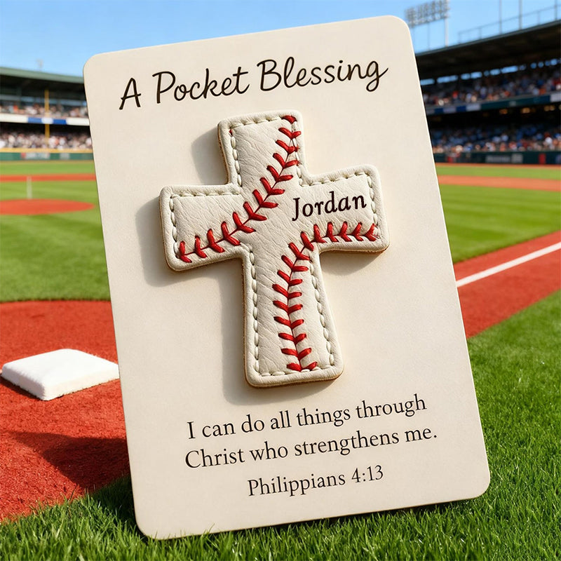 Baseball Cross Blessing Card,Pocket Blessing Baseball Cross