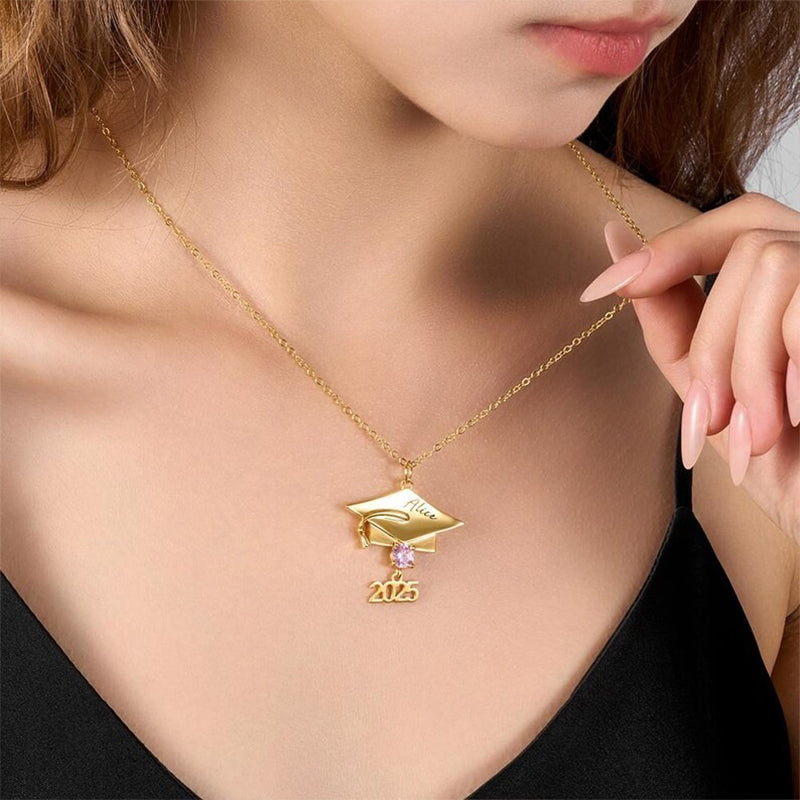 Personalized Graduation Cap Pendant Necklace