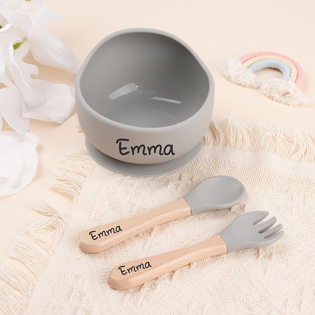 Personalized Microwave Safe Durable Silicone Feeding Bowl