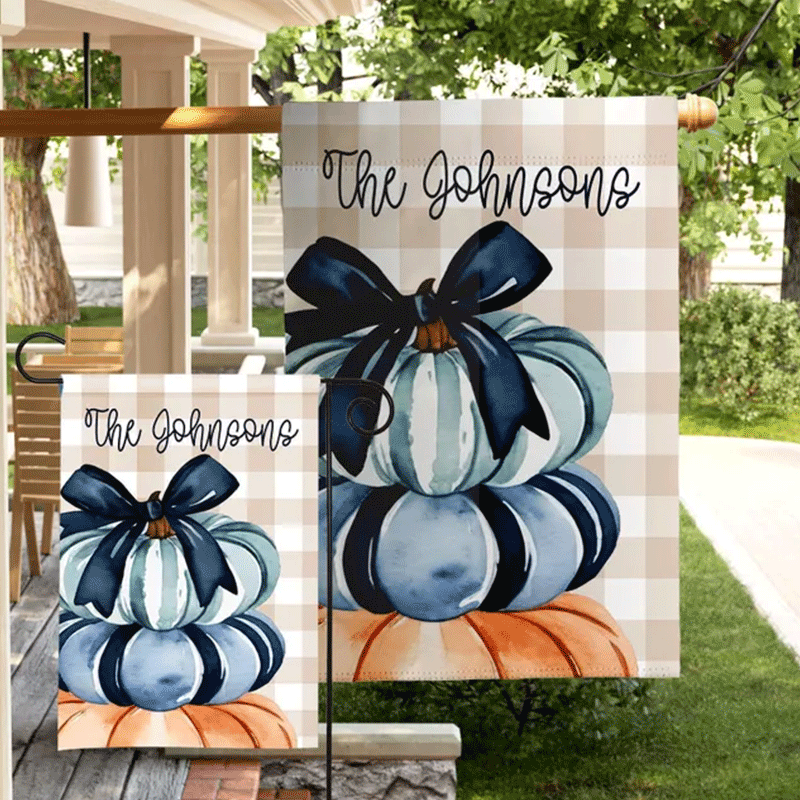 Custom Fall Pumpkin Decoration Yard Welcome Home Sign Display Garden Flag Family Gift