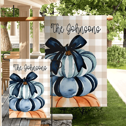 Custom Fall Pumpkin Decoration Yard Welcome Home Sign Display Garden Flag Family Gift