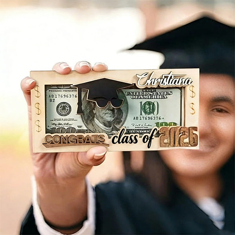 Personalized Graduation Cap Scroll Wooden Money Holder