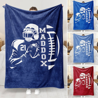 Personalized Football Blanket with Name and Number