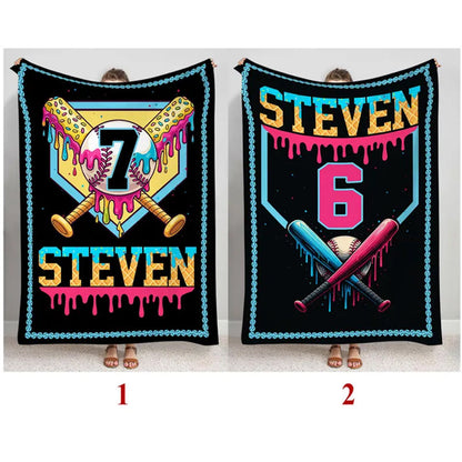 Custom Ice Cream Drip Baseball Blanket
