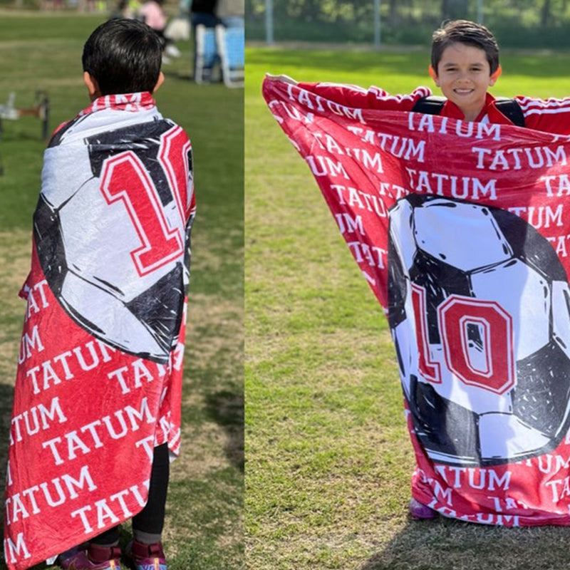 Personalized Soccer Blanket, Custom Soccer ball Blanket