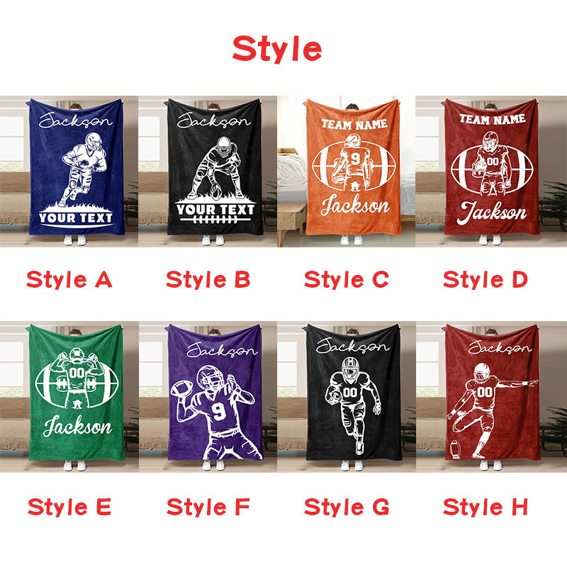 Football Customized Name and Number Blanket