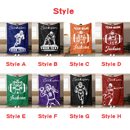 Football Customized Name and Number Blanket
