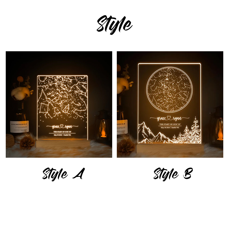 Custom star map by date, Engagement star light