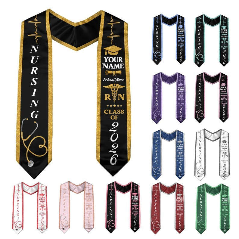 Customized Nursing Stole, Nursing Graduation Stole, RN Stole Nursing