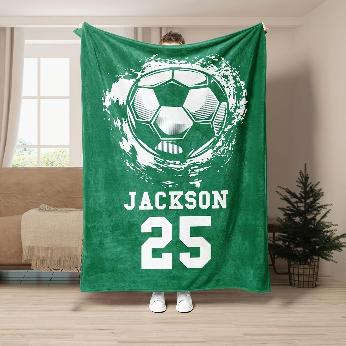 Valentine'S Day Gift Victory Atmosphere, Customized Football Printed Flannel Blanket