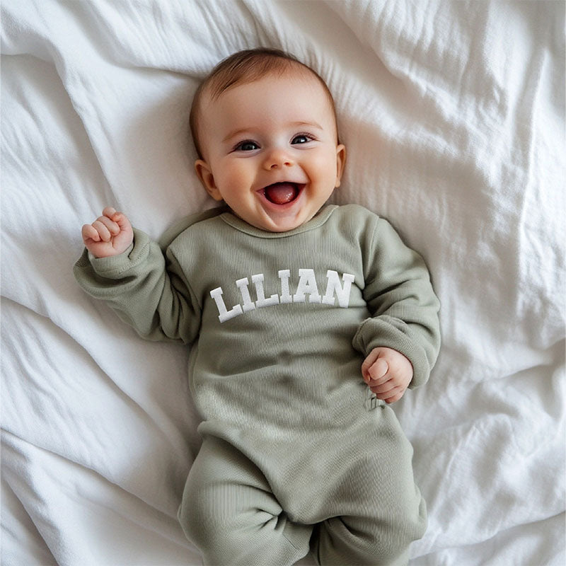 Custom Puff Name Baby Sweatshirt Bodysuit
