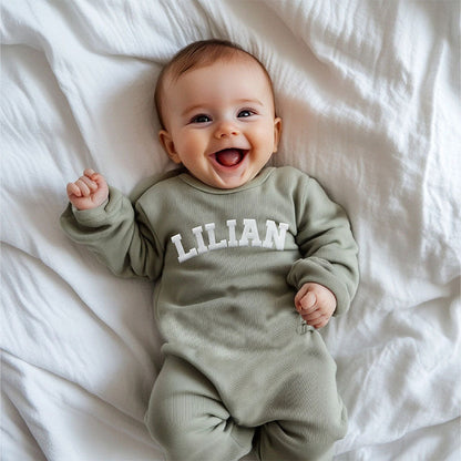 Custom Puff Name Baby Sweatshirt Bodysuit