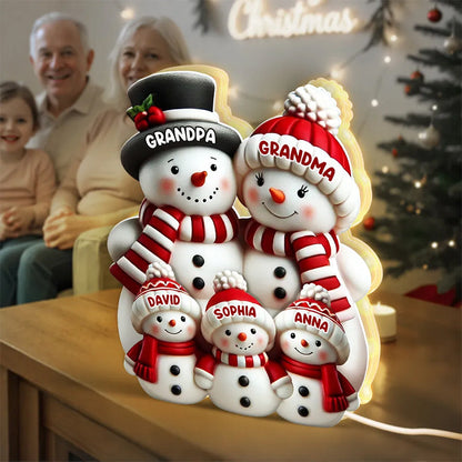 Personalized Snowman Family Christmas Light Box