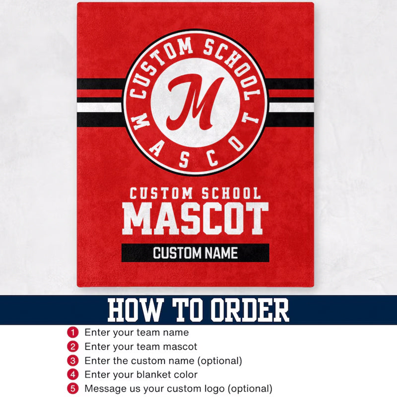 Custom Team Blanket, School Sport Team Logo Personalized Blanket With Name