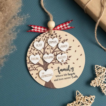 Personalized Family Tree Ornament, Family Gift