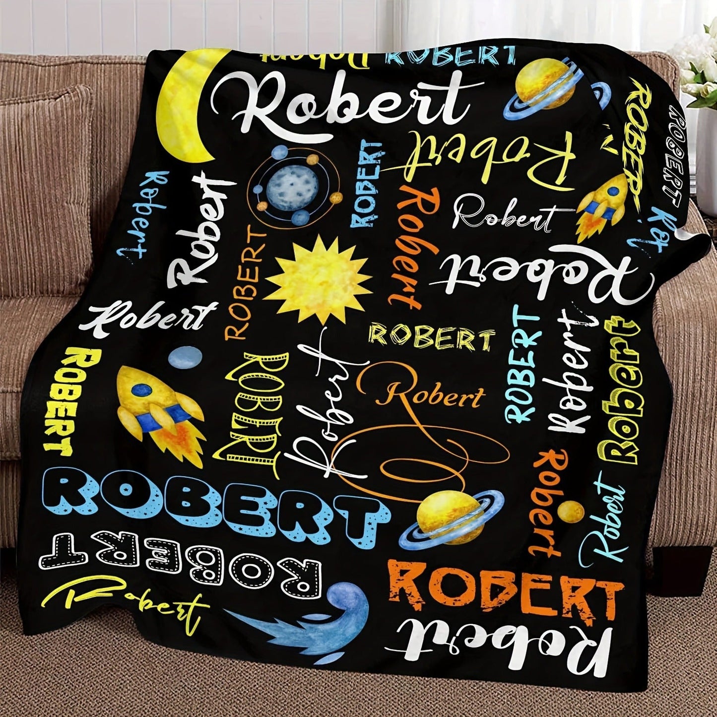 Custom Cartoon Name Blanket - Soft Flannel