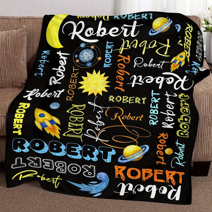 Custom Cartoon Name Blanket - Soft Flannel