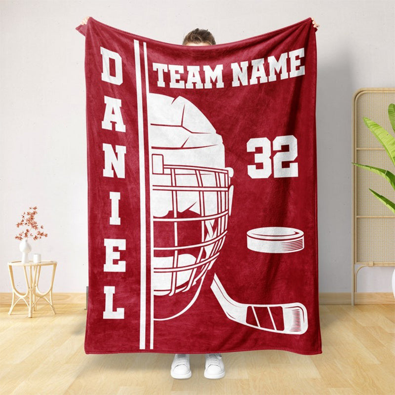 Personalized Hockey Team Blanket: Custom Name & Number Soft Blanket