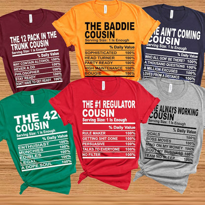 Personalized Cousin T-Shirts For Family Reunion Adult and Youth Cousins
