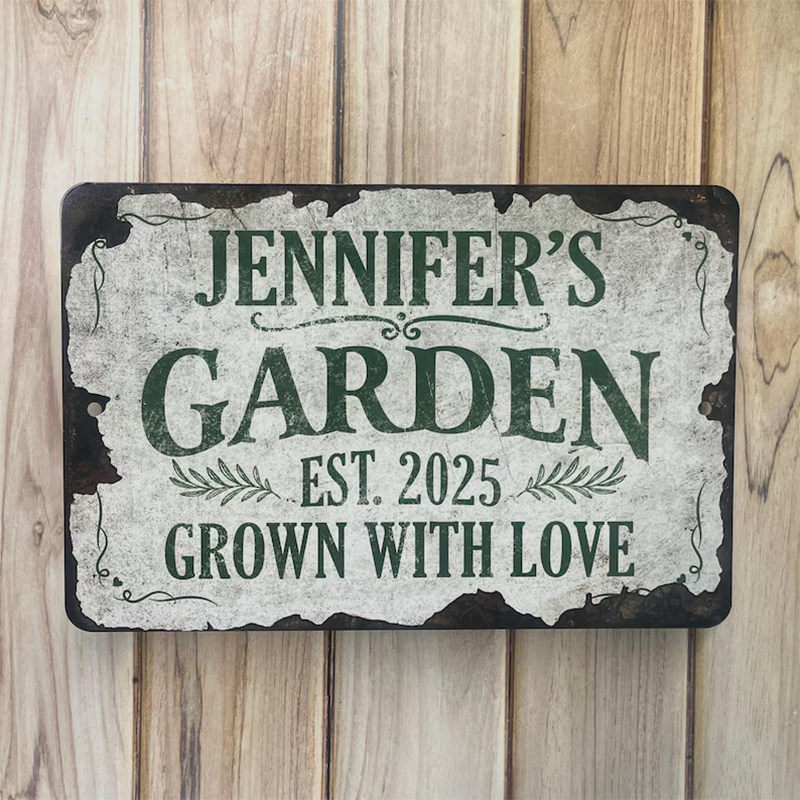Custom Metal Garden Sign: Rustic Personalized Outdoor Decor