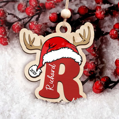 Personalized Name/Initials Christmas Reindeer & Tree Pendant