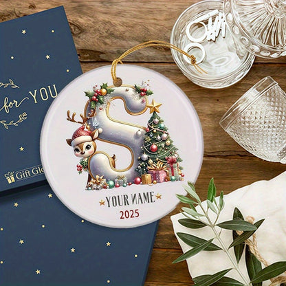 Personalized 2025 Christmas Letter  Ceramic Hanging Ornament