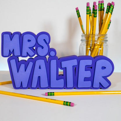Teacher Name Plate for Desk, Multicolor Teacher Name Sign