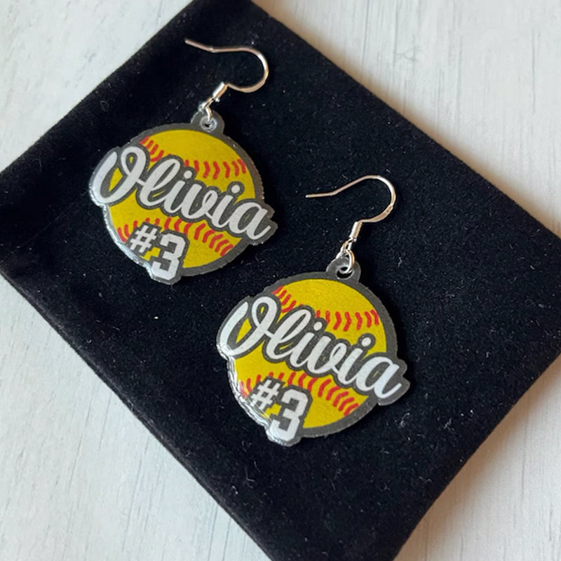 Personalized Softball Earrings | Gift for Softball Mom