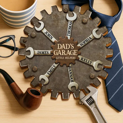 Personalized Garage Sign for Dad, Custom Father's Day Gift with Kids' Names
