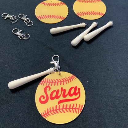Personalized Sport Bag Keychain Softball Baseball Keychain Bag Name tag