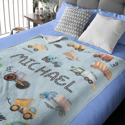 Personalized Construction Blanket for Kids – Custom Name Blanket
