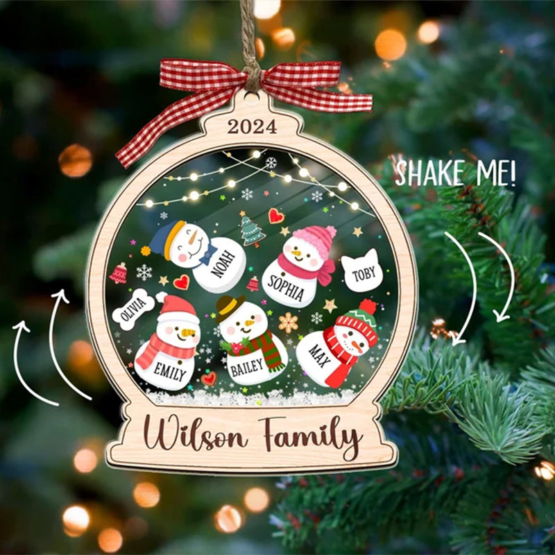 Bulk Discount Custom Snowman Family Shaker Ornament