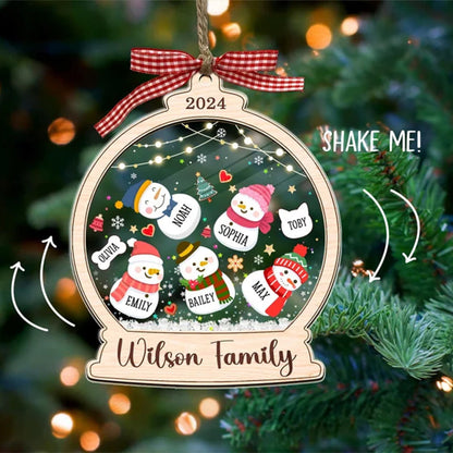Bulk Discount Custom Snowman Family Shaker Ornament