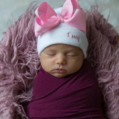 Personalized Newborn Girl Hat, Hospital Baby Name Hat, Personalized Baby Girl Hat