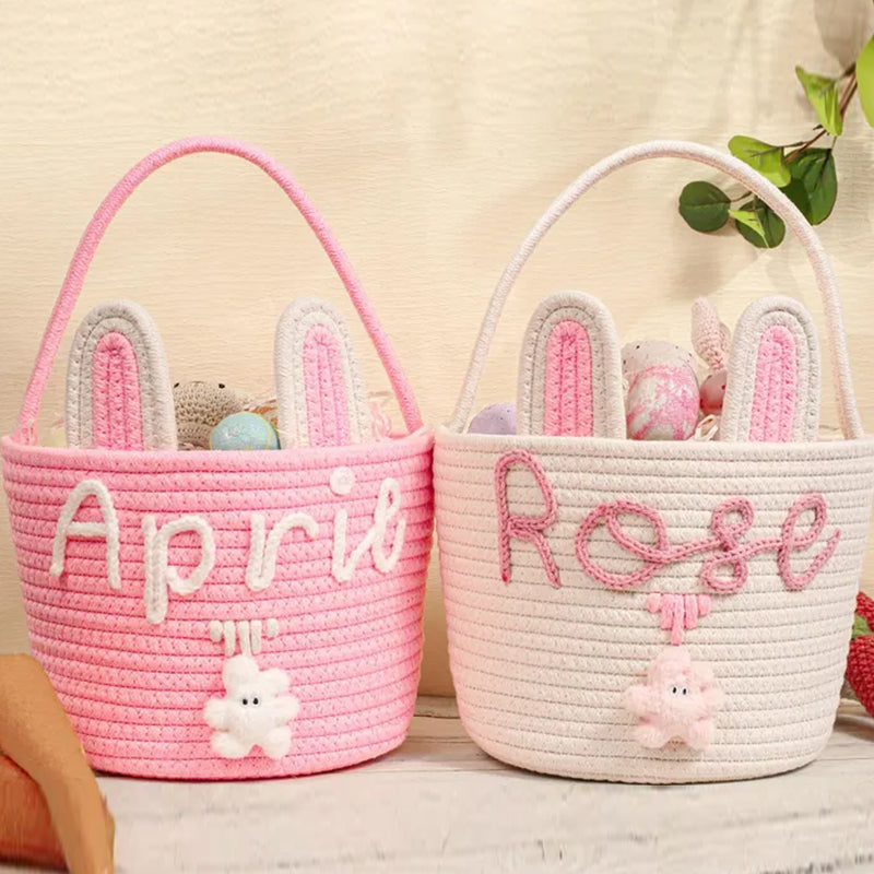 Personalized Easter Bunny Basket, Custom Name Baby Basket
