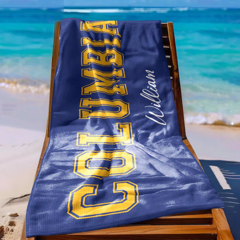 Custom College Beach Towel, Graduation Gift, Baseball Team
