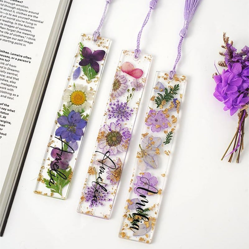 Name Resin Bookmark, Personalized Birth Flower Resin Bookmark