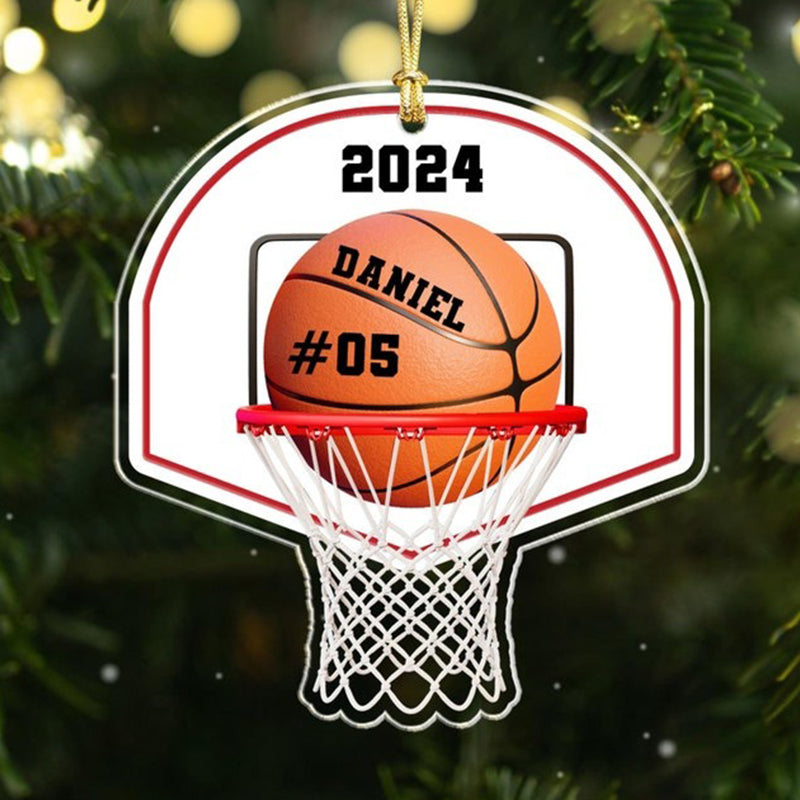 Personalized Basketball Ornament, Custom Name Number Baseball Player Keepsake