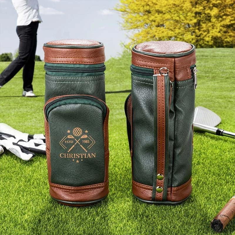 Personalized Leather Engraved Monogram Cigar Bag Gift