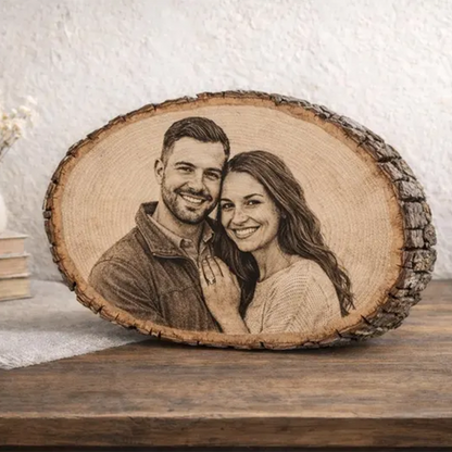Custom Engraved Wood Photo Portrait, Laser Etched Basswood Keepsake