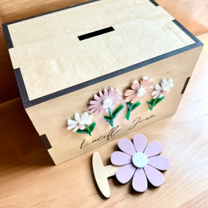 Personalized Flower Piggy Bank for girl - Baby Girl Gift